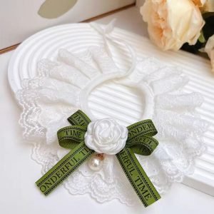 Lace Pet Bib Collar Bow Tie
