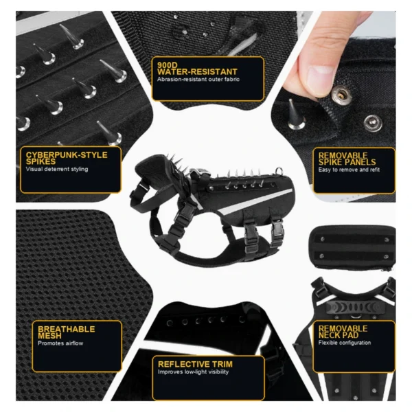 anzelae-spiked-dog-harness-feature-overview