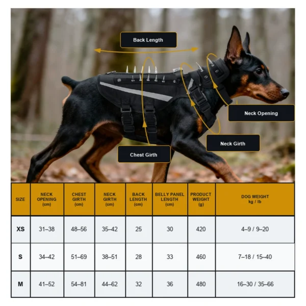 anzelae-spiked-dog-harness-measurement-guide